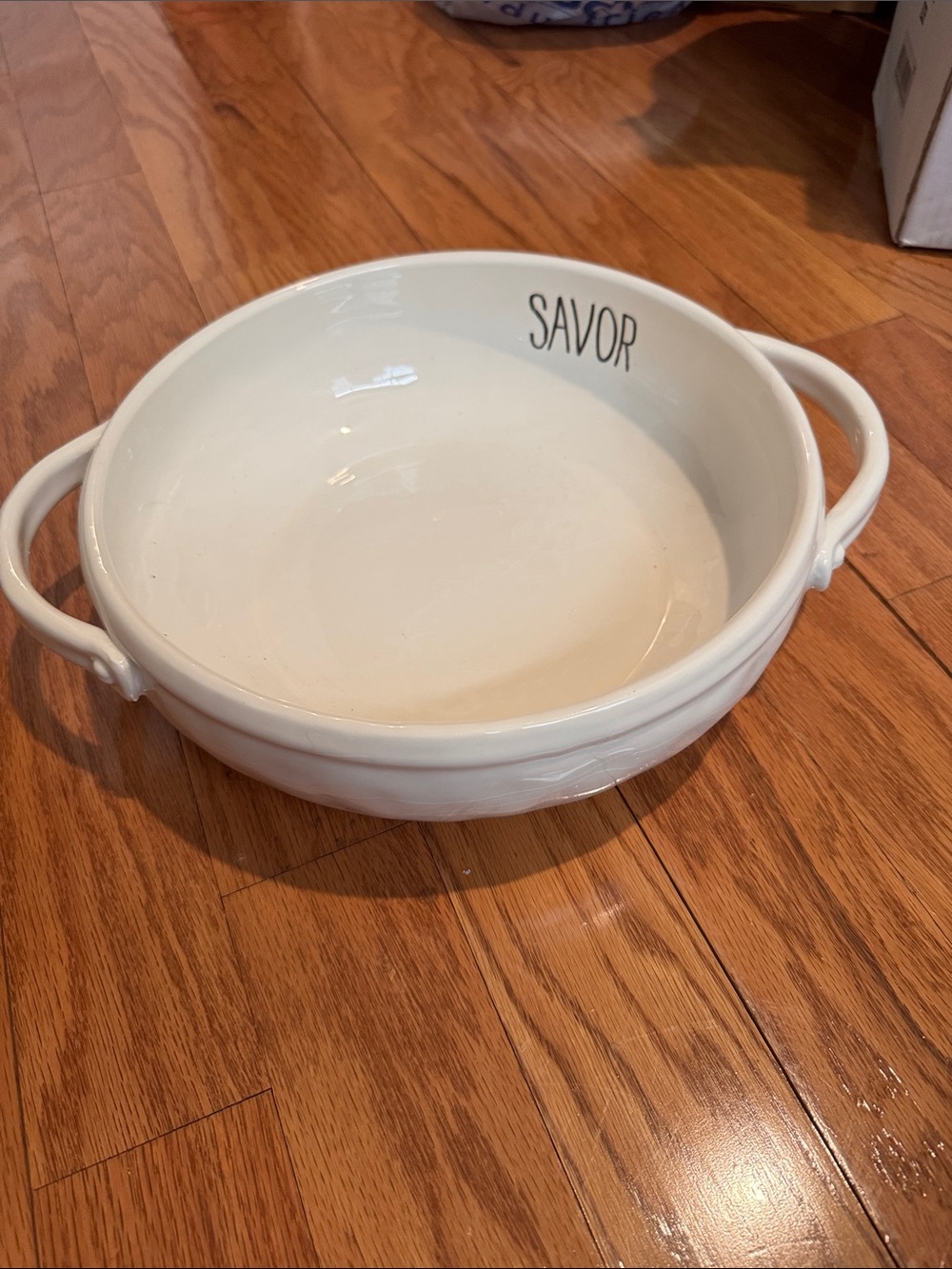 White 'Savor' Ceramic Serving Bowl with Handles
